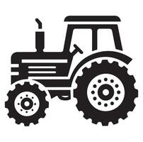 Silhouette of a tractor illustration vector with black old tractor on white background, Tractor isolated on white background