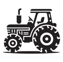 Silhouette of a tractor illustration vector with black old tractor on white background, Tractor isolated on white background