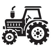 Silhouette of a tractor illustration vector with black old tractor on white background, Tractor isolated on white background