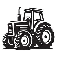 Silhouette of a tractor illustration vector with black old tractor on white background, Tractor isolated on white background