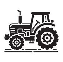 Silhouette of a tractor illustration vector with black old tractor on white background, Tractor isolated on white background