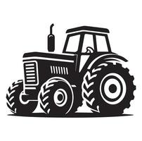 Silhouette of a tractor illustration vector with black old tractor on white background, Tractor isolated on white background