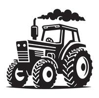 Silhouette of a tractor illustration vector with black old tractor on white background, Tractor isolated on white background