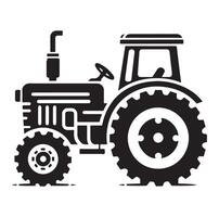 Silhouette of a tractor illustration vector with black old tractor on white background, Tractor isolated on white background