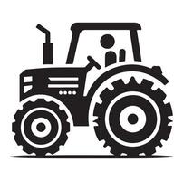 Silhouette of a tractor illustration vector with black old tractor on white background, Tractor isolated on white background