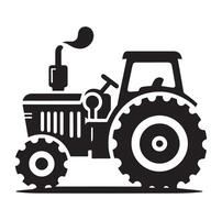 Silhouette of a tractor illustration vector with black old tractor on white background, Tractor isolated on white background