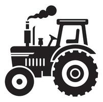 Silhouette of a tractor illustration vector with black old tractor on white background, Tractor isolated on white background