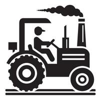 Silhouette of a tractor illustration vector with black old tractor on white background, Tractor isolated on white background