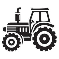 Silhouette of a tractor illustration vector with black old tractor on white background, Tractor isolated on white background