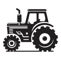 Silhouette of a tractor illustration vector with black old tractor on white background, Tractor isolated on white background