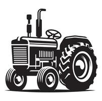 Silhouette of a tractor illustration vector with black old tractor on white background, Tractor isolated on white background