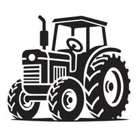 Silhouette of a tractor illustration vector with black old tractor on white background, Tractor isolated on white background