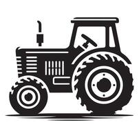 Silhouette of a tractor illustration vector with black old tractor on white background, Tractor isolated on white background