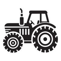 Silhouette of a tractor illustration vector with black old tractor on white background, Tractor isolated on white background