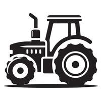 Silhouette of a tractor illustration vector with black old tractor on white background, Tractor isolated on white background