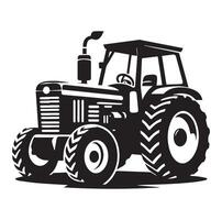 Silhouette of a tractor illustration vector with black old tractor on white background, Tractor isolated on white background