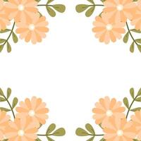 Greenery rectangle frame and orange flower. Stories template. Green leaves, flower, and foliage border. Invitation template, greeting card, menu. Botanical plant, design. vector