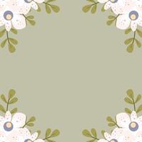 Greenery rectangle frame and light flower gerberas. Stories template. Green leaves, flower, and foliage border. Invitation template, greeting card, menu. Botanical plant, design. vector