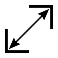 Diagonal icon, diagonal line with arrows pointing to corners square vector