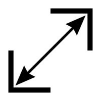 Diagonal icon, diagonal line with arrows pointing to corners square vector