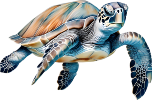 ai generado mar tortuga, un acuarela pintura de un mar tortuga. png