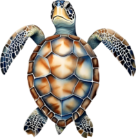 ai generado mar tortuga, un acuarela pintura de un mar tortuga. png