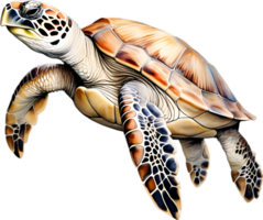 ai generiert Meer Schildkröte, ein Aquarell Gemälde von ein Meer Schildkröte. png