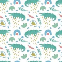 Crocodile seamless pattern with abstract elements. Baby pattern for packaging, clothing, wallpaper. vector