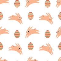 Easter seamless pattern with bunny and eggs. Isolated vector pattern for packaging, cards, background, textile