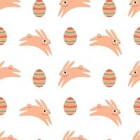 Easter seamless pattern with bunny and eggs. Isolated vector pattern for packaging, cards, background, textile