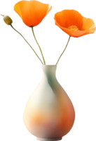 AI generated A vase of California Poppy, a watercolor painting of a vase of California Poppy. png