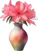 ai generado un florero de azalea flor, un acuarela pintura de un florero de azalea flor. png