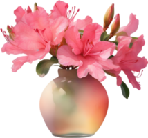 ai generado un florero de azalea flor, un acuarela pintura de un florero de azalea flor. png