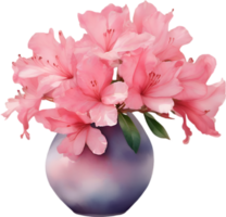 AI generated A vase of Azalea flower, a watercolor painting of a vase of Azalea flower. png