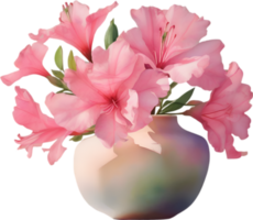 ai genererad en vas av azalea blomma, en vattenfärg målning av en vas av azalea blomma. png