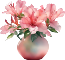 ai generado un florero de azalea flor, un acuarela pintura de un florero de azalea flor. png