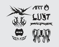 anti diseño enfermo elemento brutalismo elemento forma activo ácido póster, tatuaje, ilustración vector Siniestro icono, símbolo editable