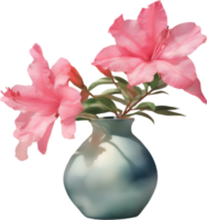 ai generado un florero de azalea flor, un acuarela pintura de un florero de azalea flor. png
