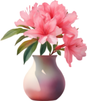 AI generated A vase of Azalea flower, a watercolor painting of a vase of Azalea flower. png