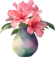 ai gegenereerd een vaas van azalea bloem, een waterverf schilderij van een vaas van azalea bloem. png