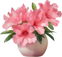 ai generado un florero de azalea flor, un acuarela pintura de un florero de azalea flor. png