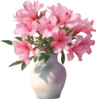 ai generado un florero de azalea flor, un acuarela pintura de un florero de azalea flor. png