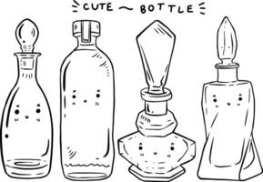 Hand drawn cute bottles element for templates. vector