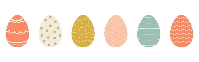 Set of cute colorful Easter eggs with patterns. Traditional religious Easter symbols. Decorative elements collection vector
