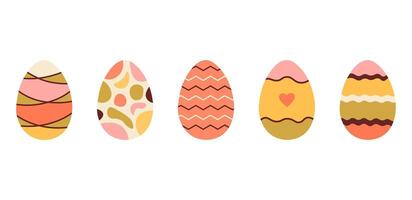 Set of cute colorful Easter eggs with patterns. Traditional religious Easter symbols. Decorative elements collection vector
