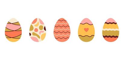 Set of cute colorful Easter eggs with patterns. Traditional religious Easter symbols. Decorative elements collection vector