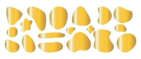 Set of gold organic shapes. liquid shapes, graphic design elements. Bright luxury color vector