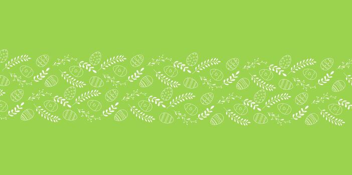Beautiful border with Easter eggs composition. Seamless horizontal string, ribbon. Holiday design for invitation, banner, greeting card vector
