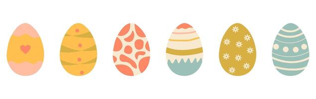 Set of cute colorful Easter eggs with patterns. Traditional religious Easter symbols. Decorative elements collection vector