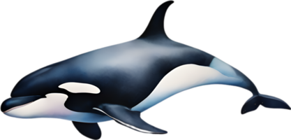 AI generated Orca, Watercolor painting of Killer Whale. png